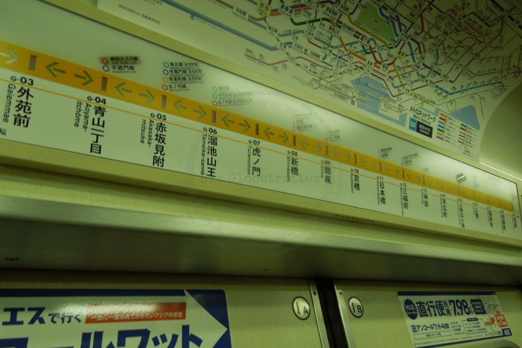 Simple display that indicates the direction you are travelling and the next station