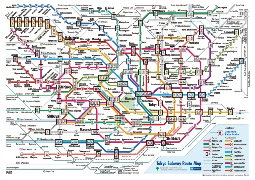 Subway System Map - Courtesy of Tokyo Metro